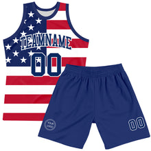 Загрузить изображение в средство просмотра галереи, Custom Red Royal-White American Flag Round Neck Sublimation Basketball Suit Jersey
