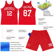 Laden Sie das Bild in den Galerie-Viewer, Custom Red White Geometric Shape Round Neck Sublimation Basketball Suit Jersey
