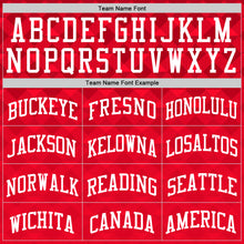 Laden Sie das Bild in den Galerie-Viewer, Custom Red White Geometric Shape Round Neck Sublimation Basketball Suit Jersey
