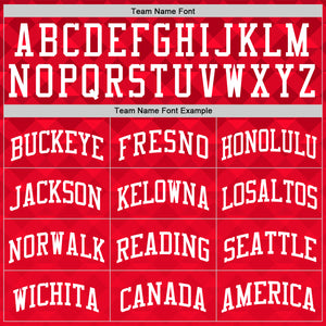 Custom Red White Geometric Shape Round Neck Sublimation Basketball Suit Jersey