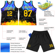 Laden Sie das Bild in den Galerie-Viewer, Custom Figure Yellow Royal-Black Splash Round Neck Sublimation Basketball Suit Jersey
