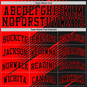 Custom Red Black Line Round Neck Sublimation Basketball Suit Jersey