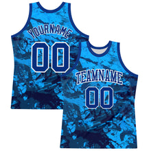 Load image into Gallery viewer, Custom Tie Dye Royal-White Round Neck Sublimation Basketball Suit Jersey
