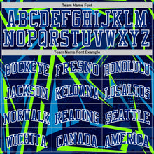 Laden Sie das Bild in den Galerie-Viewer, Custom Royal Neon Green-White Geometric Shape Round Neck Sublimation Basketball Suit Jersey
