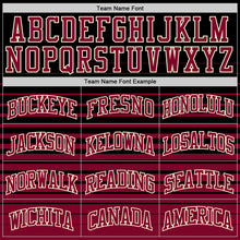 Laden Sie das Bild in den Galerie-Viewer, Custom Black Maroon-Cream Pinstripe Fade Fashion Round Neck Sublimation Basketball Suit Jersey
