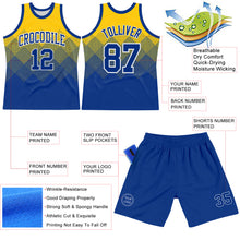 Laden Sie das Bild in den Galerie-Viewer, Custom Yellow Royal-White Gradient Square Shapes Round Neck Sublimation Basketball Suit Jersey

