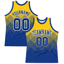 Laden Sie das Bild in den Galerie-Viewer, Custom Yellow Royal-White Gradient Square Shapes Round Neck Sublimation Basketball Suit Jersey
