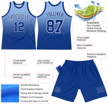 Load image into Gallery viewer, Custom Light Blue Royal-White Fade Fashion Round Neck Sublimation Basketball Suit Jersey
