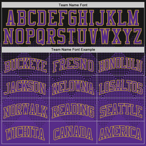 Custom Black Purple-Old Gold Fade Fashion Round Neck Sublimation Basketball Suit Jersey