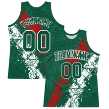 Laden Sie das Bild in den Galerie-Viewer, Custom Green Red-White Splash Round Neck Sublimation Basketball Suit Jersey
