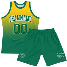 Laden Sie das Bild in den Galerie-Viewer, Custom Yellow Kelly Green-White Fade Fashion Round Neck Sublimation Basketball Suit Jersey
