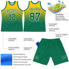 Laden Sie das Bild in den Galerie-Viewer, Custom Yellow Kelly Green-White Fade Fashion Round Neck Sublimation Basketball Suit Jersey
