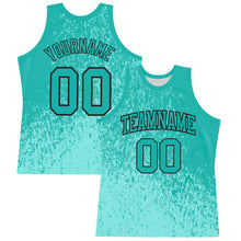Laden Sie das Bild in den Galerie-Viewer, Custom Aqua Black Fragment Art Round Neck Sublimation Basketball Suit Jersey
