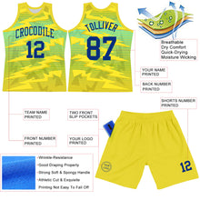 Загрузить изображение в средство просмотра галереи, Custom Gold Royal-Light Blue Line Round Neck Sublimation Basketball Suit Jersey
