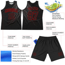 Загрузить изображение в средство просмотра галереи, Custom Black Red Line Round Neck Sublimation Basketball Suit Jersey
