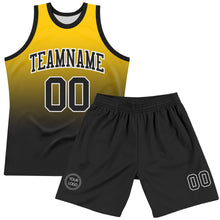 Charger l&#39;image dans la galerie, Custom Yellow Black-White Fade Fashion Round Neck Sublimation Basketball Suit Jersey
