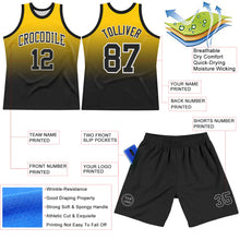 Charger l&#39;image dans la galerie, Custom Yellow Black-White Fade Fashion Round Neck Sublimation Basketball Suit Jersey

