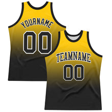 Charger l&#39;image dans la galerie, Custom Yellow Black-White Fade Fashion Round Neck Sublimation Basketball Suit Jersey
