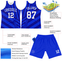 Load image into Gallery viewer, Custom Royal White-Navy Line Round Neck Sublimation Basketball Suit Jersey
