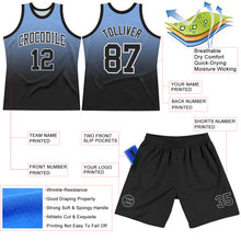 Laden Sie das Bild in den Galerie-Viewer, Custom Powder Blue Black-White Fade Fashion Round Neck Sublimation Basketball Suit Jersey
