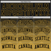 Загрузить изображение в средство просмотра галереи, Custom Black Old Gold Gradient Square Shapes Round Neck Sublimation Basketball Suit Jersey
