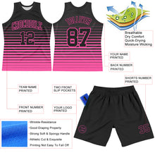 Load image into Gallery viewer, Custom Black Pink Pinstripe Fade Fashion Round Neck Sublimation Basketball Suit Jersey
