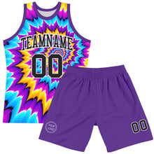 Laden Sie das Bild in den Galerie-Viewer, Custom Tie Dye Black-White Round Neck Sublimation Basketball Suit Jersey
