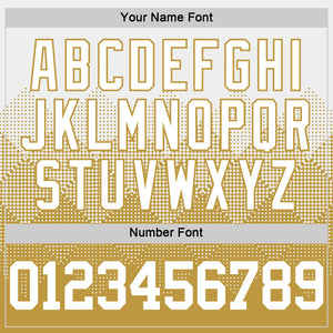 Custom White Old Gold Gradient Square Shapes Round Neck Sublimation Basketball Suit Jersey