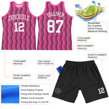 Загрузить изображение в средство просмотра галереи, Custom Pink White-Black Geometric Shape Round Neck Sublimation Basketball Suit Jersey
