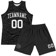 Load image into Gallery viewer, Custom Black White Fragment Art Round Neck Sublimation Basketball Suit Jersey
