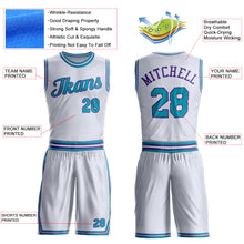 Laden Sie das Bild in den Galerie-Viewer, Custom White Teal-Purple Round Neck Suit Basketball Jersey
