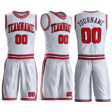 Charger l'image dans la galerie, Custom White Red-Black Round Neck Suit Basketball Jersey
