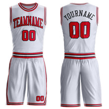 Charger l'image dans la galerie, Custom White Red-Black Round Neck Suit Basketball Jersey
