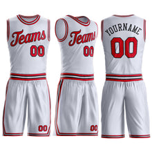 Charger l'image dans la galerie, Custom White Red-Black Round Neck Suit Basketball Jersey

