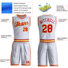 Load image into Gallery viewer, Custom White Red-Gold Round Neck Suit Basketball Jersey
