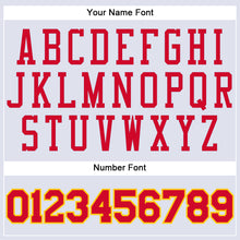 Load image into Gallery viewer, Custom White Red-Gold Round Neck Suit Basketball Jersey
