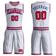 Laden Sie das Bild in den Galerie-Viewer, Custom White Red-Royal Round Neck Suit Basketball Jersey
