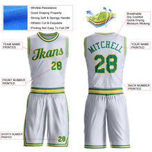 Laden Sie das Bild in den Galerie-Viewer, Custom White Kelly Green-Gold Round Neck Suit Basketball Jersey
