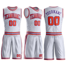 Laden Sie das Bild in den Galerie-Viewer, Custom White Orange-Purple Round Neck Suit Basketball Jersey
