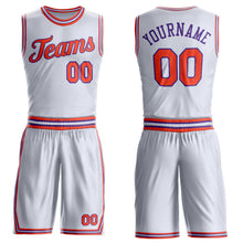 Laden Sie das Bild in den Galerie-Viewer, Custom White Orange-Purple Round Neck Suit Basketball Jersey
