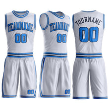 Laden Sie das Bild in den Galerie-Viewer, Custom White Powder Blue-Navy Round Neck Suit Basketball Jersey
