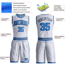Laden Sie das Bild in den Galerie-Viewer, Custom White Powder Blue-Navy Round Neck Suit Basketball Jersey

