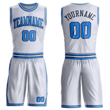 Laden Sie das Bild in den Galerie-Viewer, Custom White Powder Blue-Navy Round Neck Suit Basketball Jersey
