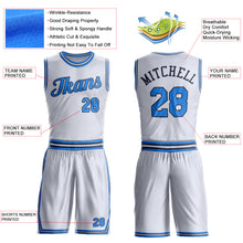 Laden Sie das Bild in den Galerie-Viewer, Custom White Powder Blue-Navy Round Neck Suit Basketball Jersey
