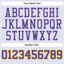 Загрузить изображение в средство просмотра галереи, Custom White Purple-Gold Round Neck Suit Basketball Jersey
