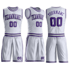 Загрузить изображение в средство просмотра галереи, Custom White Purple-Gray Round Neck Suit Basketball Jersey
