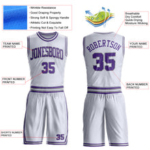 Загрузить изображение в средство просмотра галереи, Custom White Purple-Gray Round Neck Suit Basketball Jersey
