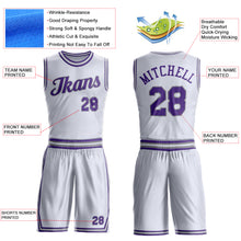 Laden Sie das Bild in den Galerie-Viewer, Custom White Purple-Gray Round Neck Suit Basketball Jersey

