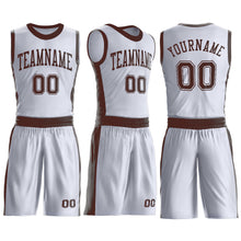 Load image into Gallery viewer, Custom White Brown Round Neck Suit Basketball Jersey
