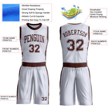 Load image into Gallery viewer, Custom White Brown Round Neck Suit Basketball Jersey
